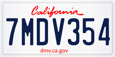 CA license plate 7MDV354