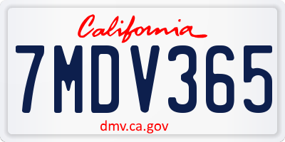 CA license plate 7MDV365