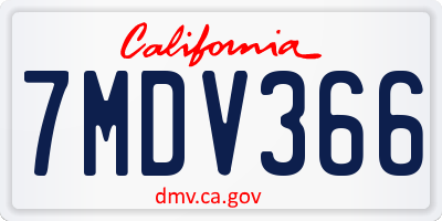 CA license plate 7MDV366