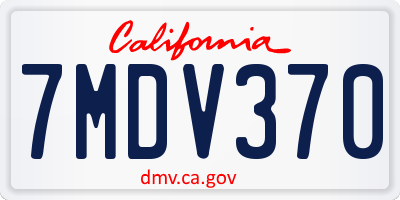 CA license plate 7MDV370