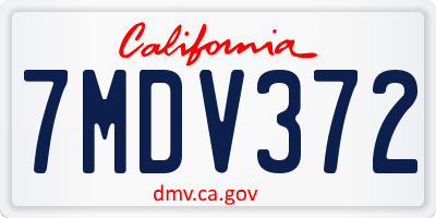 CA license plate 7MDV372