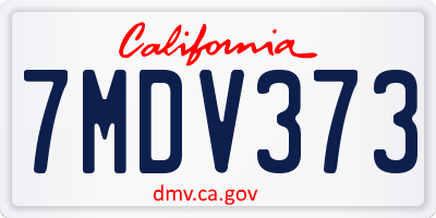 CA license plate 7MDV373