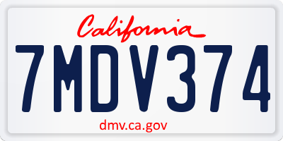 CA license plate 7MDV374