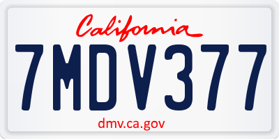 CA license plate 7MDV377