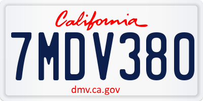 CA license plate 7MDV380