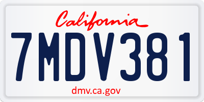 CA license plate 7MDV381