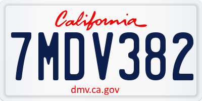 CA license plate 7MDV382
