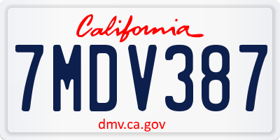 CA license plate 7MDV387