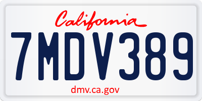 CA license plate 7MDV389