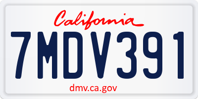 CA license plate 7MDV391