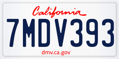 CA license plate 7MDV393