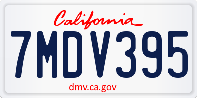 CA license plate 7MDV395