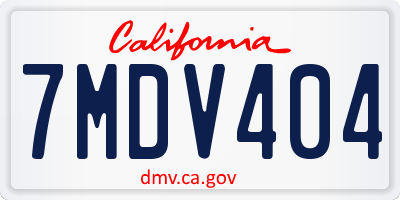 CA license plate 7MDV404