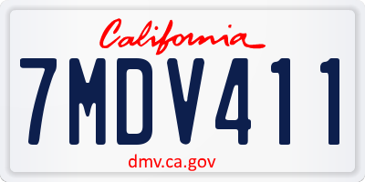 CA license plate 7MDV411