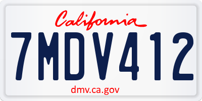 CA license plate 7MDV412