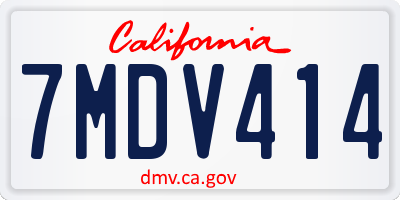 CA license plate 7MDV414
