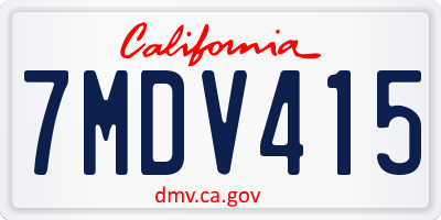 CA license plate 7MDV415