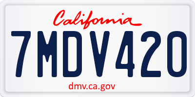 CA license plate 7MDV420