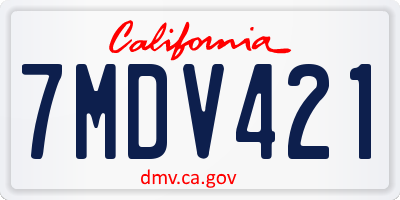 CA license plate 7MDV421