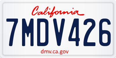 CA license plate 7MDV426