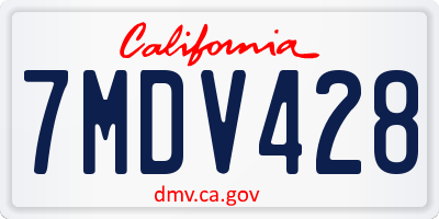 CA license plate 7MDV428