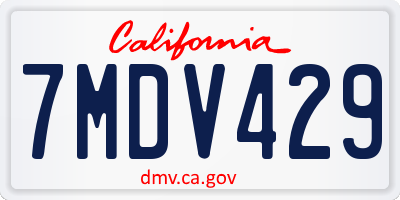 CA license plate 7MDV429
