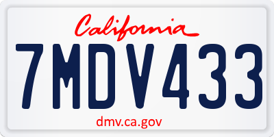 CA license plate 7MDV433