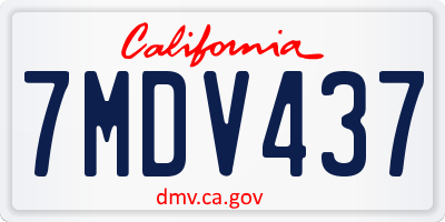 CA license plate 7MDV437