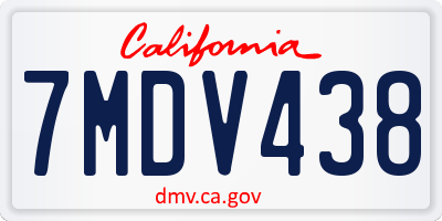 CA license plate 7MDV438