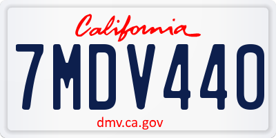CA license plate 7MDV440