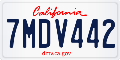 CA license plate 7MDV442