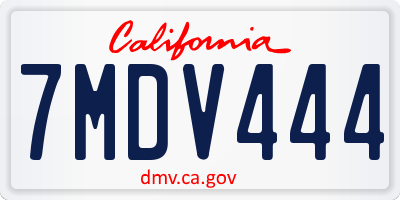 CA license plate 7MDV444