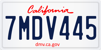 CA license plate 7MDV445
