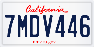 CA license plate 7MDV446