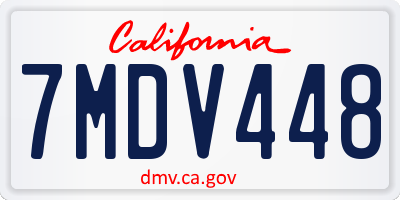 CA license plate 7MDV448