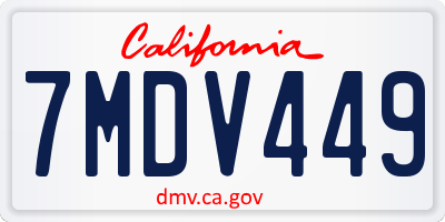 CA license plate 7MDV449