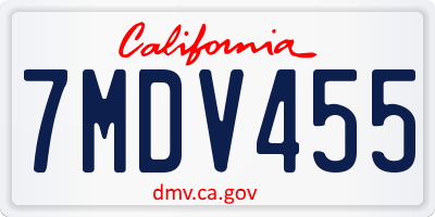 CA license plate 7MDV455
