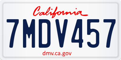 CA license plate 7MDV457