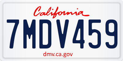 CA license plate 7MDV459