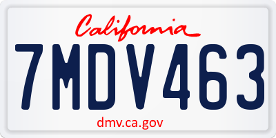 CA license plate 7MDV463