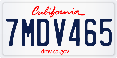 CA license plate 7MDV465