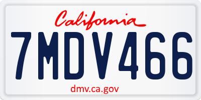CA license plate 7MDV466