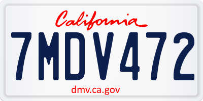 CA license plate 7MDV472