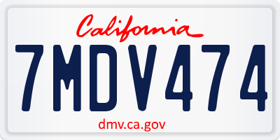 CA license plate 7MDV474