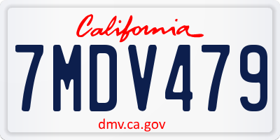 CA license plate 7MDV479