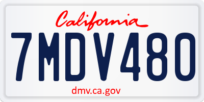 CA license plate 7MDV480