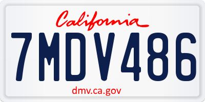 CA license plate 7MDV486