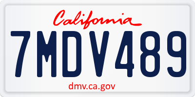 CA license plate 7MDV489
