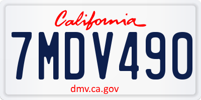 CA license plate 7MDV490