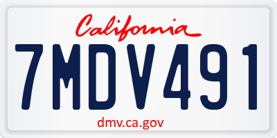 CA license plate 7MDV491
